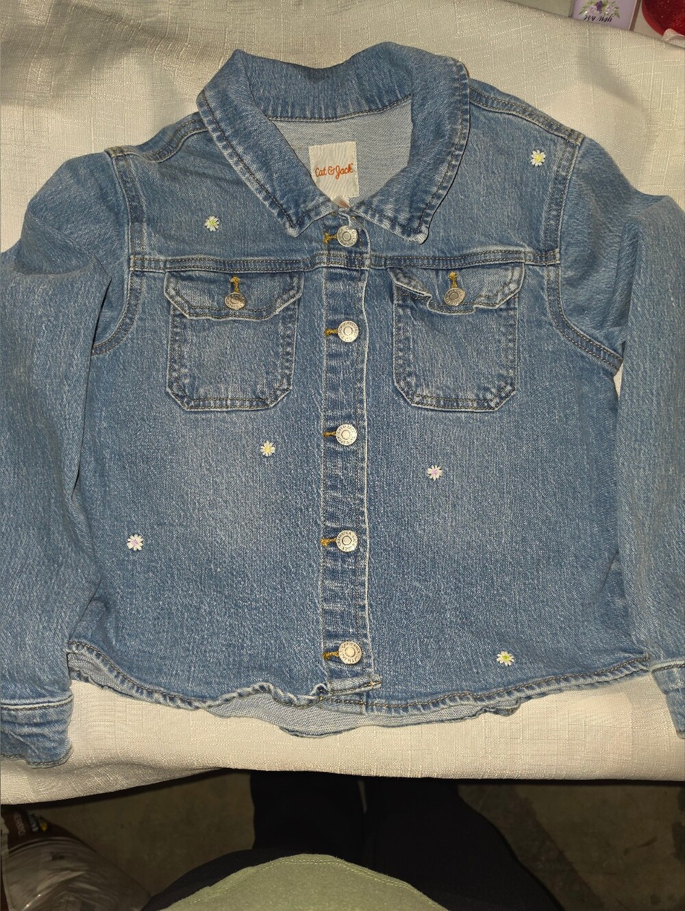 Cat & Jack Light Blue Denim Jacket with Daisy Accents